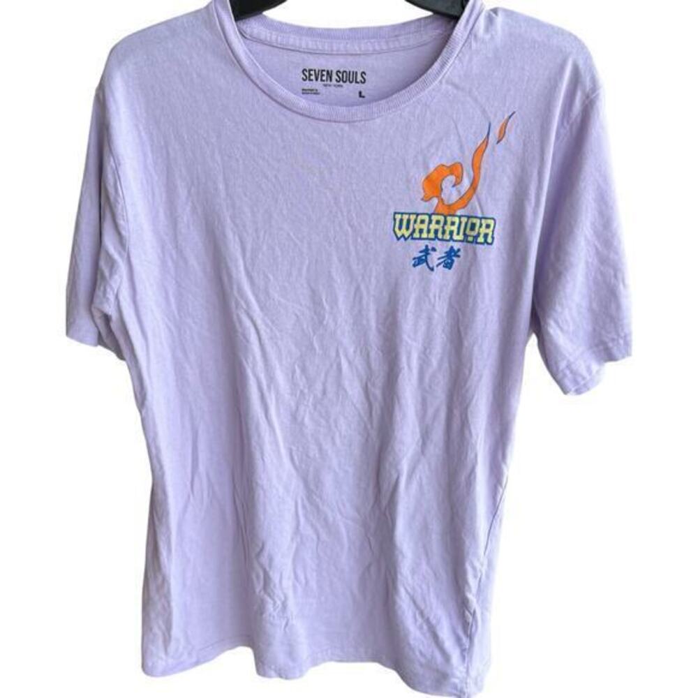 Seven Souls Warrior Lavender thrashed grunge Tee sz L